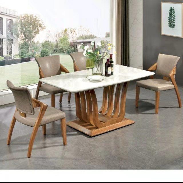 天然石面餐桌+4把椅